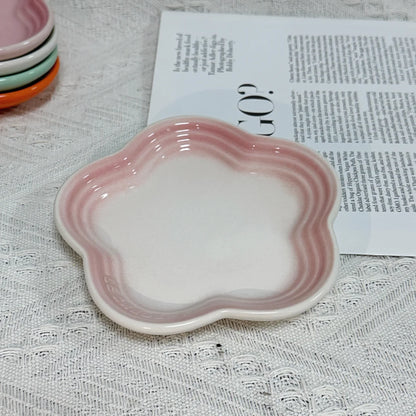 Plum Blossom Small Plate 14cm Sauce Plates French Cool Color Cake Dish Gradual Spit Bone Dishs Tableware Ceramic Dessert