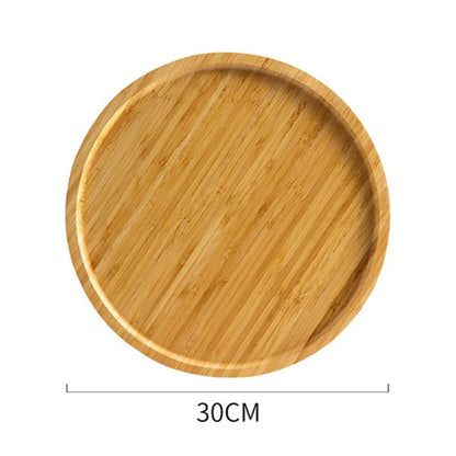 Wooden Round Serving Platter Tray Pizza Salad Plate Wooden Breakfast Food Fruits Bread Dessert Container Tea Mat Snacks Dish