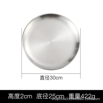 Korean stainless steel thickened disc Golden Cafe Tray Fruit Plate Cake Plate Bone Dish Dish Dish Shallow Plate