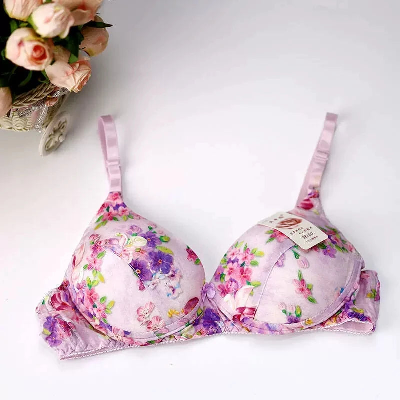 Hot-Selling 100% Mulberry silk bra underwear double faced silk print summer bra