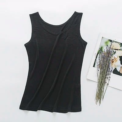 Natural silk women's vest summer sleeveless silk knitted comfortable fabric new tank top short Comfortable LVFAN Y009