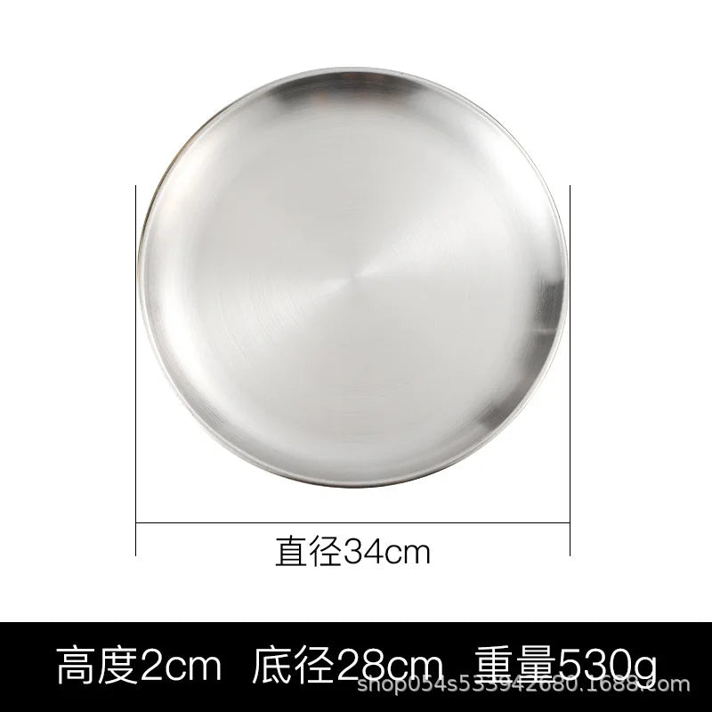 Korean stainless steel thickened disc Golden Cafe Tray Fruit Plate Cake Plate Bone Dish Dish Dish Shallow Plate