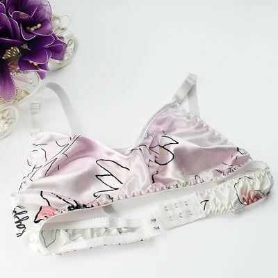 100% Mulberry silk bra Wireless Ultrathin bra double faced silk bra underwear