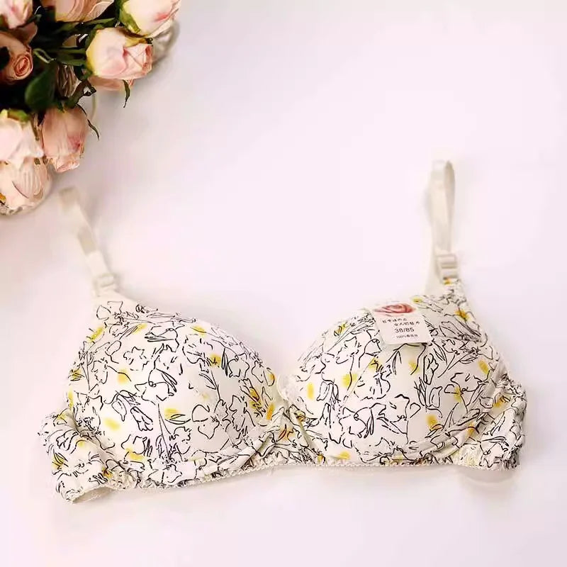 Hot-Selling 100% Mulberry silk bra underwear double faced silk print summer bra