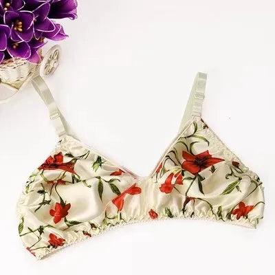 100% Mulberry silk bra Wireless Ultrathin bra double faced silk bra underwear