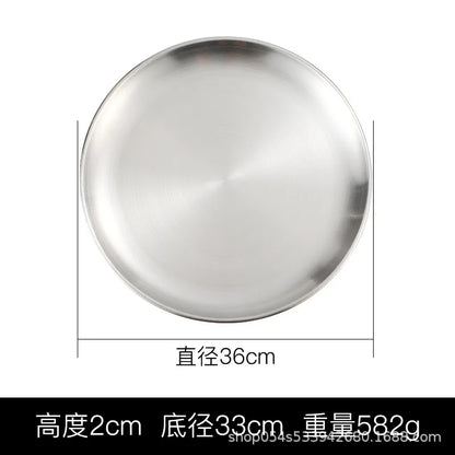 Korean stainless steel thickened disc Golden Cafe Tray Fruit Plate Cake Plate Bone Dish Dish Dish Shallow Plate