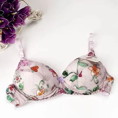 Hot-Selling 100% Mulberry silk bra underwear double faced silk print summer bra