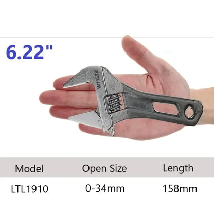 Adjustable Wrench Large Opening Short Handle Mini Monkey Spanner Laser Scale Rubber Wrapped Key Plumbing Pipeline Bathroom Tools