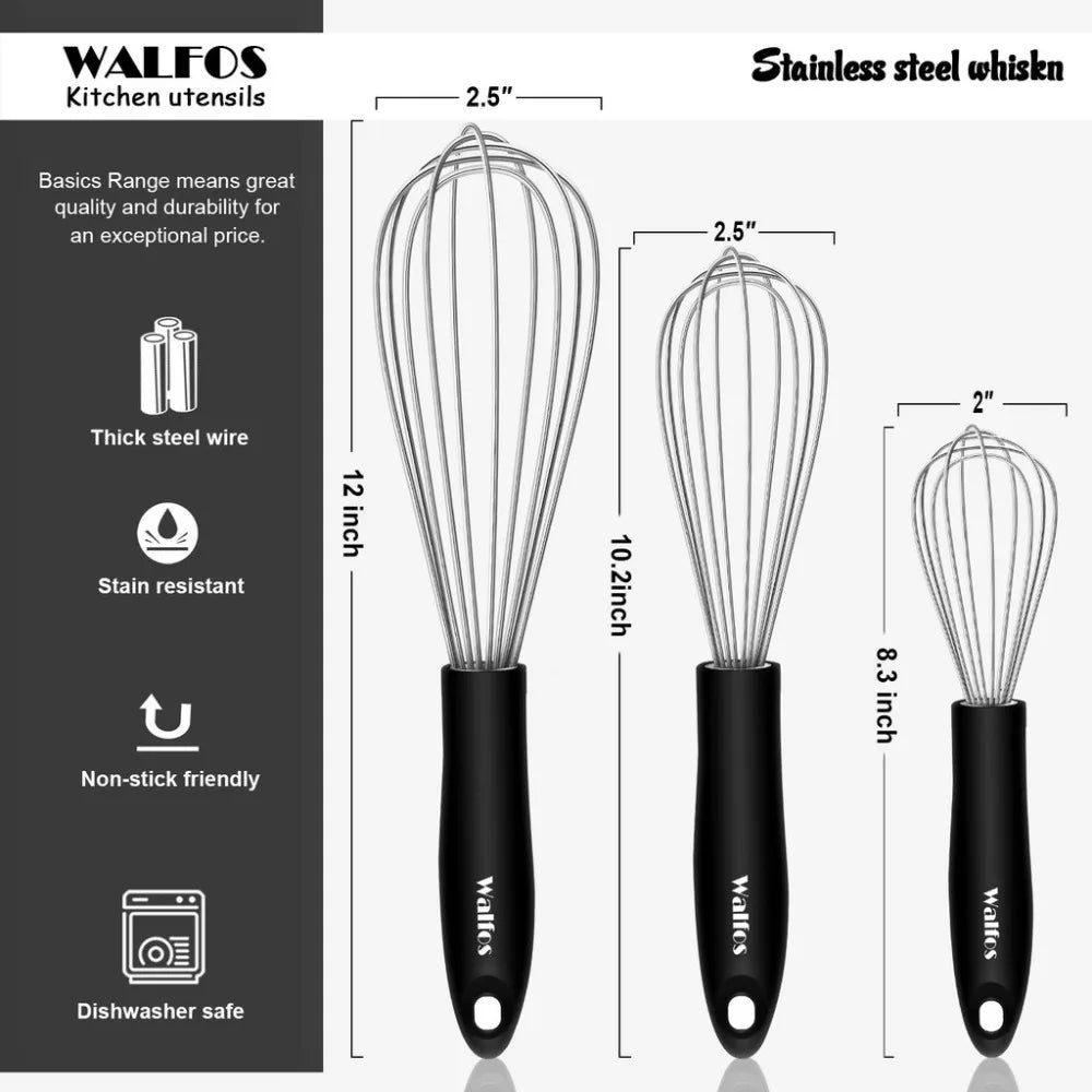 WALFOS Stainless Steel Wire Whisk Manual Egg Beater Blender Milk Cream Butter Beater Kitchen Baking Cooking Utensils Accessiores