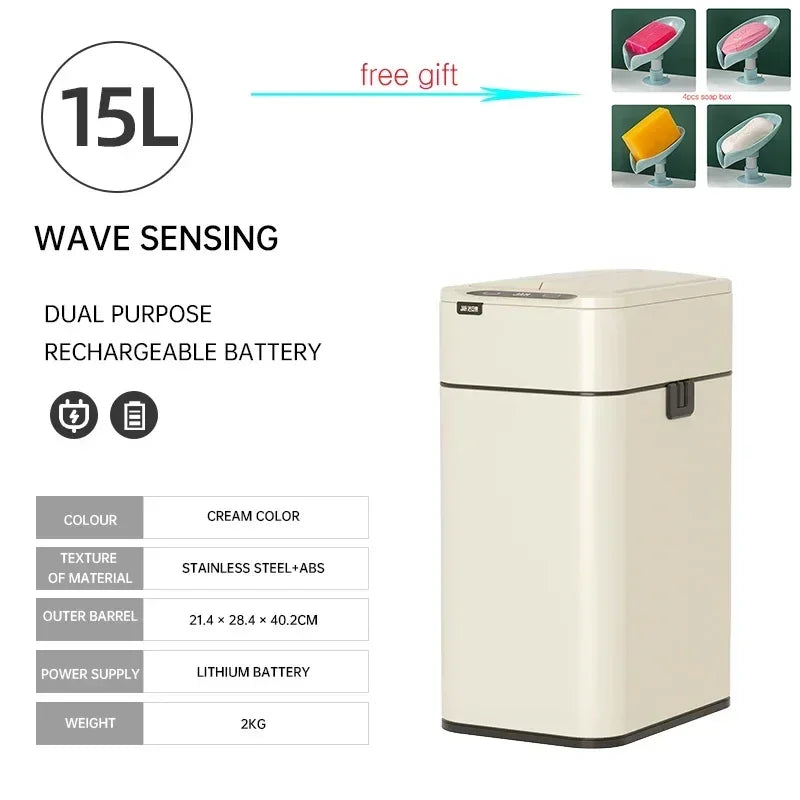 New Intelligent Induction Trash Can Home With Lid Toilet Kitchen Smart Large Capacity Living Room Automatic Packing Trash Bin