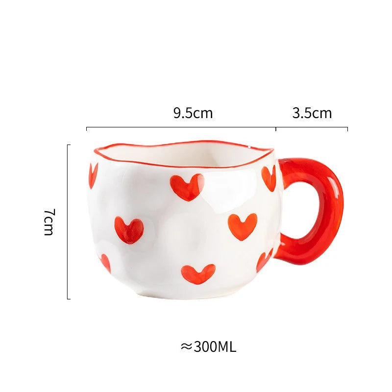 300ML Creative Hand Pinched Irregular Flower Ceramic mug Handmade Coffee Cup Breakfast Milk Afternoon tea cups Korean Style Mugs