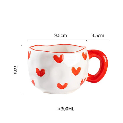 300ML Creative Hand Pinched Irregular Flower Ceramic mug Handmade Coffee Cup Breakfast Milk Afternoon tea cups Korean Style Mugs