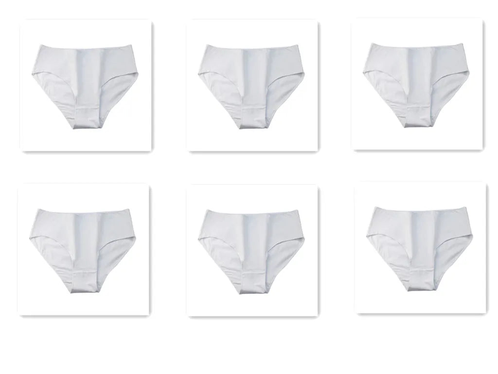 6PCS/Lot Cotton Seamless Panties Women High Waist Briefs Underwear Comfort Intimates Female Underpants Solid Color Pantys M-2XL