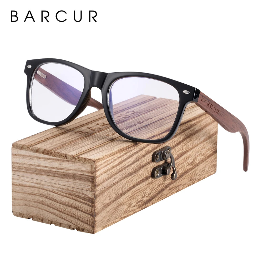 BARCUR Black Walnut Sunglasses Wood Polarized Sunglasses Men Glasses Men UV400 Protection Eyewear Wooden Original Box