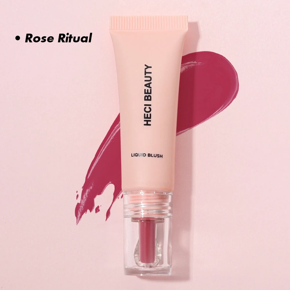 Pink Soft Tube Liquid Blush Waterproof Long-Lasting High Pigmented Lip Cheek Tint Sunset Rose Matte Finish Multi-Use Blusher