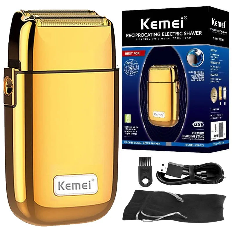 Kemei Tx1 Full Metal Electric Shaver For Men Hair Beard Electric Razor Bald Head Shaving Machine Finishing Fades Rechargeable