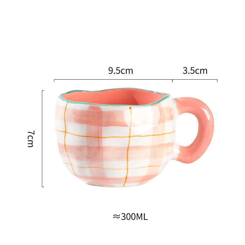 300ML Creative Hand Pinched Irregular Flower Ceramic mug Handmade Coffee Cup Breakfast Milk Afternoon tea cups Korean Style Mugs