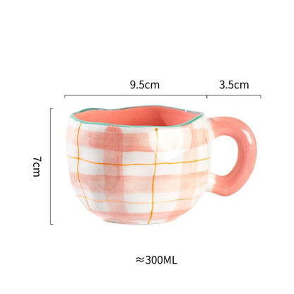 300ML Creative Hand Pinched Irregular Flower Ceramic mug Handmade Coffee Cup Breakfast Milk Afternoon tea cups Korean Style Mugs