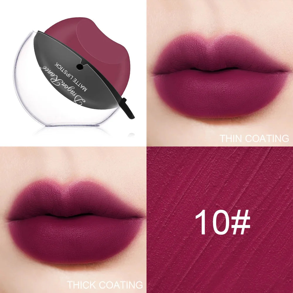 Lip-shaped Lipstick Makeup Temperature Color Changing Lazy Lipstick Velvet Matte Moisturizing Lip Gloss Waterproof Non-stick Cup