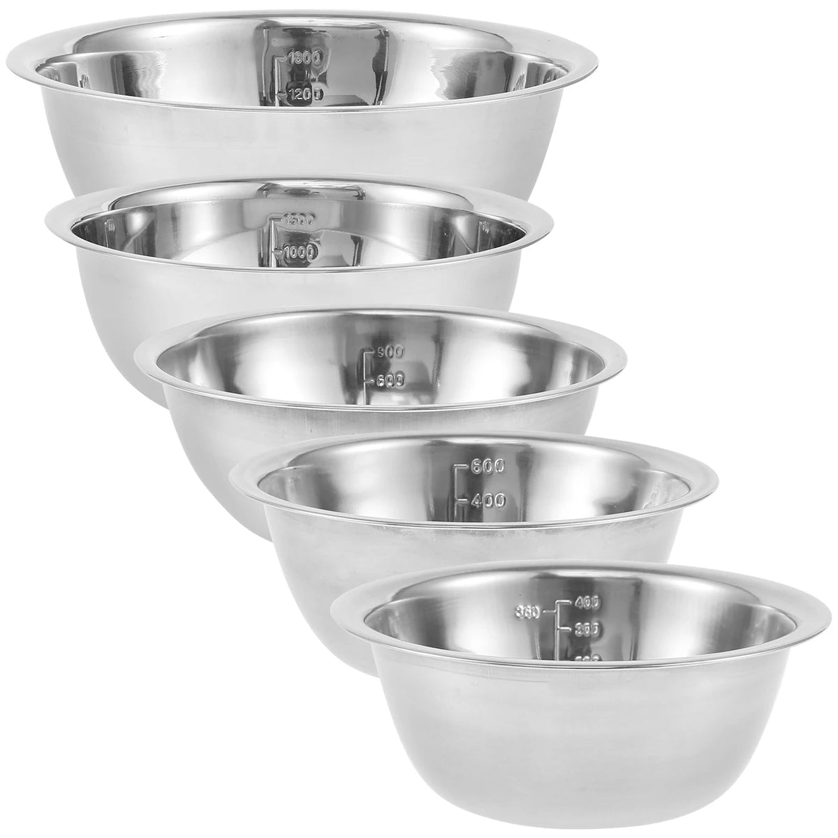 5Pcs Stainless Steel Mixing Bowl Set Fruit Salad Food Tableware Soup Noodles Bowl Kitchen Cooking Baking Tools 14/16/20/22/24cm