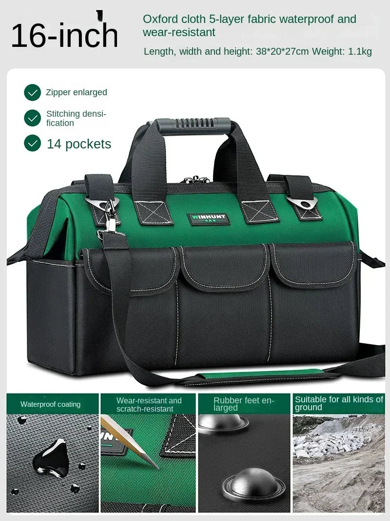 Large Electrician Tool Bag Organizer Heavy Duty Tool Pouch Bag Waterproof Anti-Fall Storage Bag with Multi Pockets Pochete