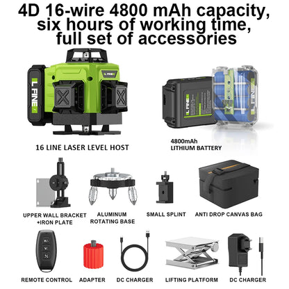 LFINE Nivel Laser Professional Laser Level 12/16 Lines Automatic 360°Self-leveling Laser Levels Horizontal Vertical Levels Tools