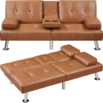 Sofa Bed Adjustmentsofa Double-sided Doublesofa Folding Sofa Bed Guestbed,cupholder,Bed Modern Artificial Leather Lounge Chair