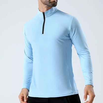 Men Half Zip Quick Dry Long Sleeve Fitness Shirt