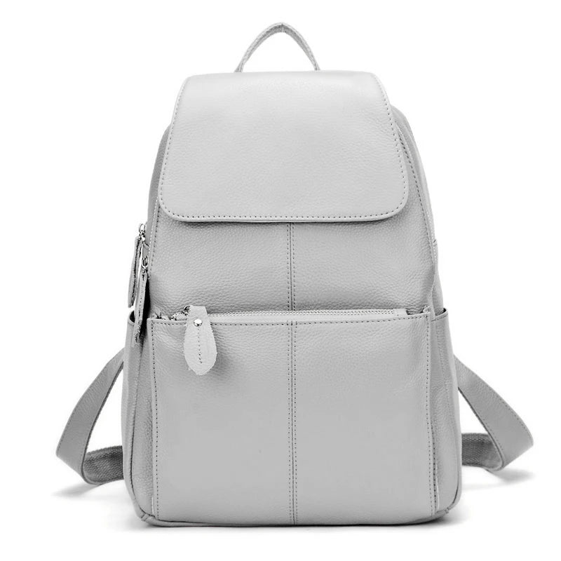 Zency Stylish White Leather Women Backpack A++ Quality Anti-theft Large Capacity Knapsack Travel Designer Handbag Rucksack