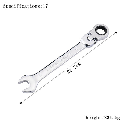 Ratchet Wrench of Keys Spanner Set Hand Tool 72-Tooth Ratcheting Flexible Head Mirror Finish 6mm-27mm Auto and Home Repair 1 pcs