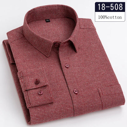 Luxury high-quality100%cotton houndstooth full shirts for men slim fit Casual shirt long-sleeve plaid soft designer clothes ropa