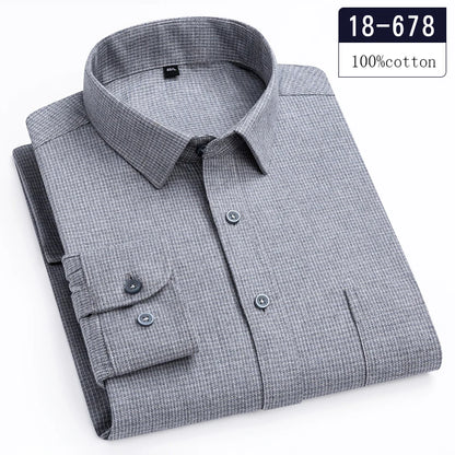 Luxury high-quality100%cotton houndstooth full shirts for men slim fit Casual shirt long-sleeve plaid soft designer clothes ropa