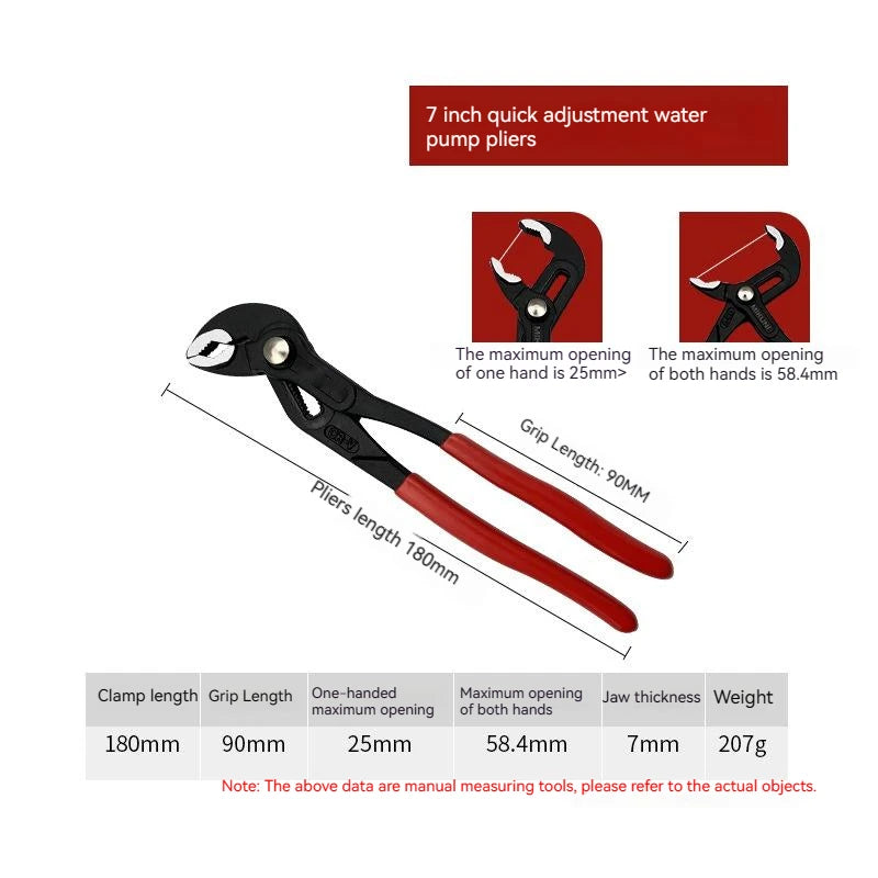 7/10/12 In Water Pump Pliers Multifunctional Universal Plumbing Pliers Adjustable Open Pipe Pliers Home Maintenance Tool