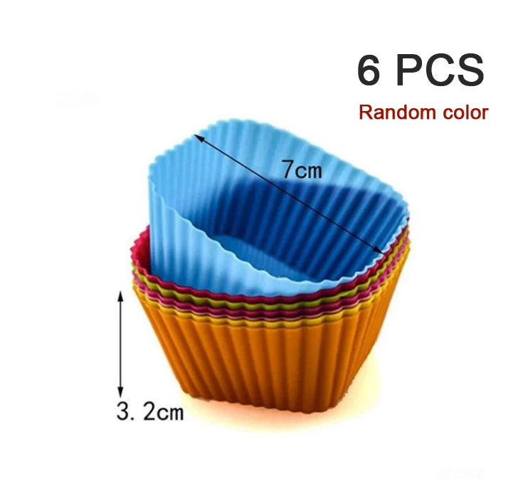 6/12PCS Silicone muffin mold Round muffin cup Heart cake baking mold Kitchen Cooking supplies Cake decorating tools