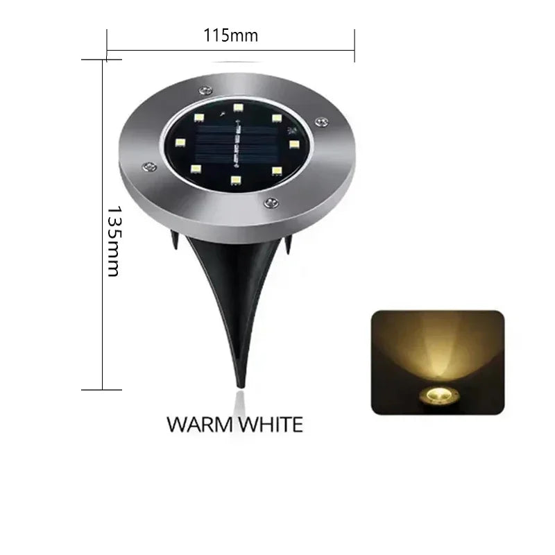 8/20LED Solar Power Disk Light Outdoor Garden Solar Underground Light Deck Light Spotlight Buried Solar Led Lamp Garden Decor