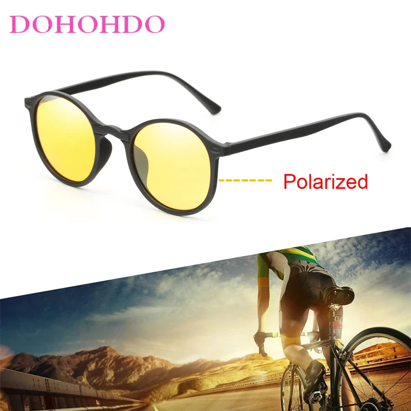 DOHOHDO New Women Round Polarized Sunglasses Retro Vintage Driving Steampunk Eyewear Male Small Sun Glasses Gafas Ciclismo UV400