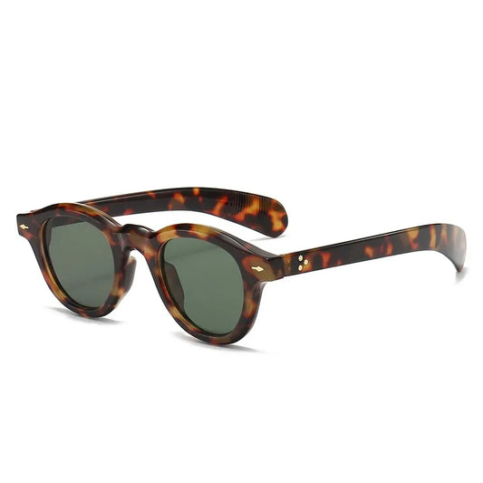 European and American Fashion Oval Leopard Print Sun Glasses Retro Rice Studded Glasses Ins Men WOMEN'S Versatile Sunglasse