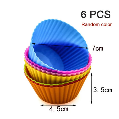 6/12PCS Silicone muffin mold Round muffin cup Heart cake baking mold Kitchen Cooking supplies Cake decorating tools