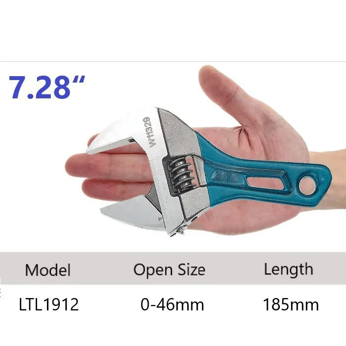 Adjustable Wrench Large Opening Short Handle Mini Monkey Spanner Laser Scale Rubber Wrapped Key Plumbing Pipeline Bathroom Tools