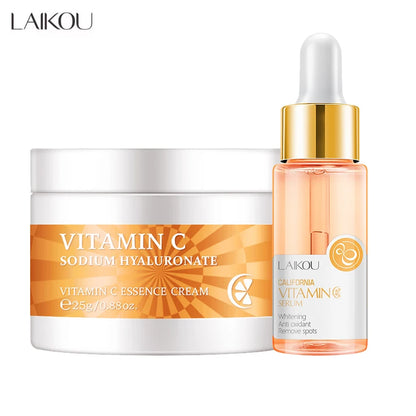 LAIKOU Sakura Serum And Collagen Face Cream Cherry Blossom Essence Moisturizing Brightening Shrink Pores Face Care Set