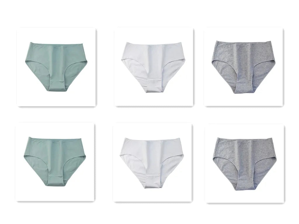 6PCS/Lot Cotton Seamless Panties Women High Waist Briefs Underwear Comfort Intimates Female Underpants Solid Color Pantys M-2XL