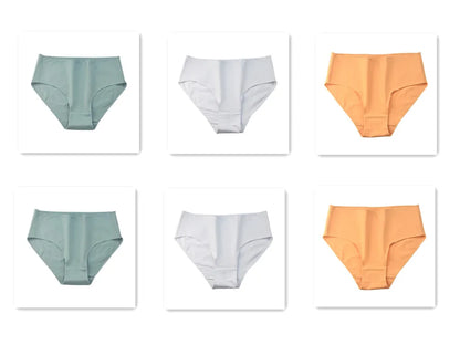 6PCS/Lot Cotton Seamless Panties Women High Waist Briefs Underwear Comfort Intimates Female Underpants Solid Color Pantys M-2XL