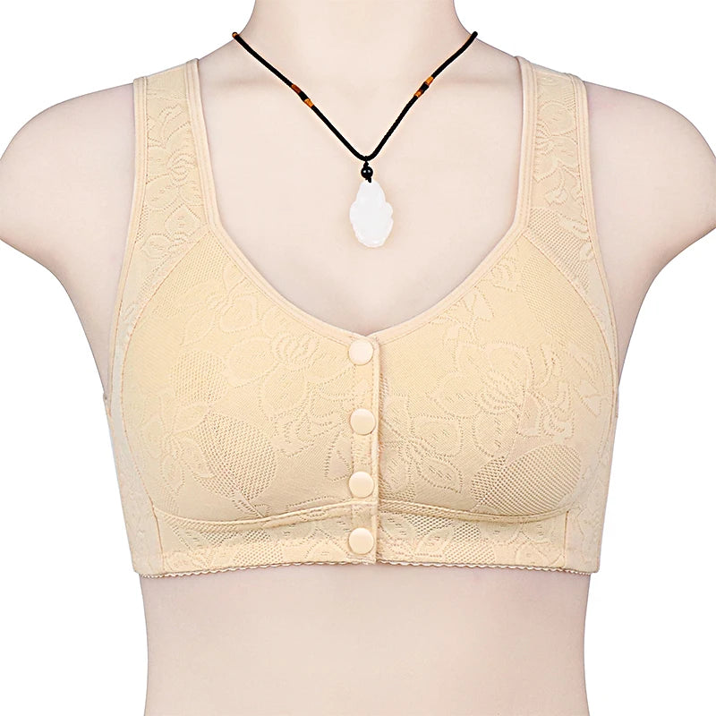 Comfortable Cotton Bras Women Front Closure Bra Wire Free Soft Camisole Women Everyday Underwear Big Bust 105/46 100/44 BC Cup