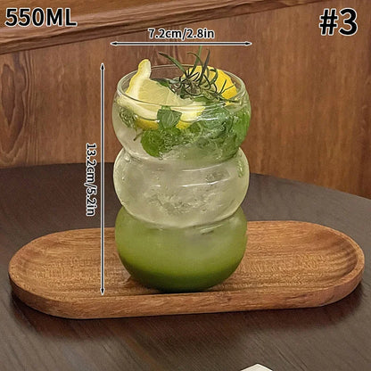 Wave Shape Glass Cup Heat-resistant Tumbler Beverage Glasses Transparent Drinking Glasses for Juice Coffee Cocktail 350-550ml