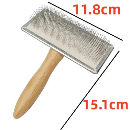 Dog Comb Solid Wood Dog Brush Pet Hair Remover Massage Cat Brush Pet Grooming Stainless Steel Combs for Cats Hair Knot Opening