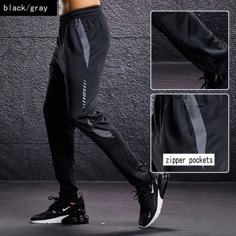 Men Sport Pants Running Pants With Zipper Pockets Soccer Training Jogging Sports Trousers Fitness Football Leggings Sweatpants