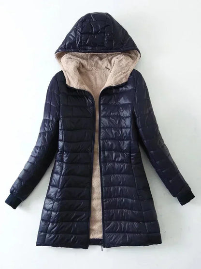 Women's Jacket Winter New Mid Length Korean Edition Hooded Fit Plus Fleece Cotton Coat Warm Lamb Fleece Parkas Winter Jackets