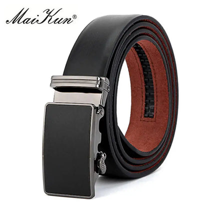 Maikun Luxury Leather Belt for Men Original Designt Ostrich Grain Automatic Buckle Belt Ceinture Homme Cinto Masculino