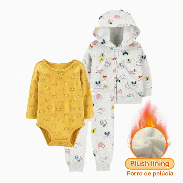 Ircomll Baby Clothes Set for Newborns Toddler Girl Boy Clothes Hooded Jacket Trousers + Bodysuits 3pcs Child sets Infant Outfits