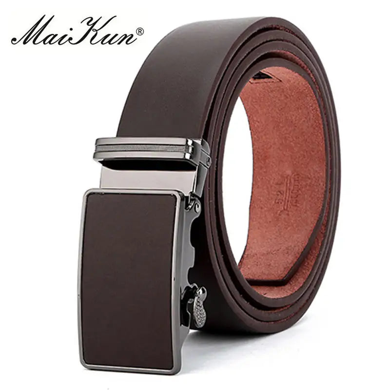 Maikun Luxury Leather Belt for Men Original Designt Ostrich Grain Automatic Buckle Belt Ceinture Homme Cinto Masculino